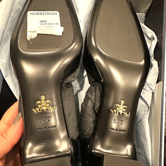 PRADA Modellerie Logo D'Orsay Square Toe Ankle Strap Mary Jane Pumps Heels - Picture 15 of 16